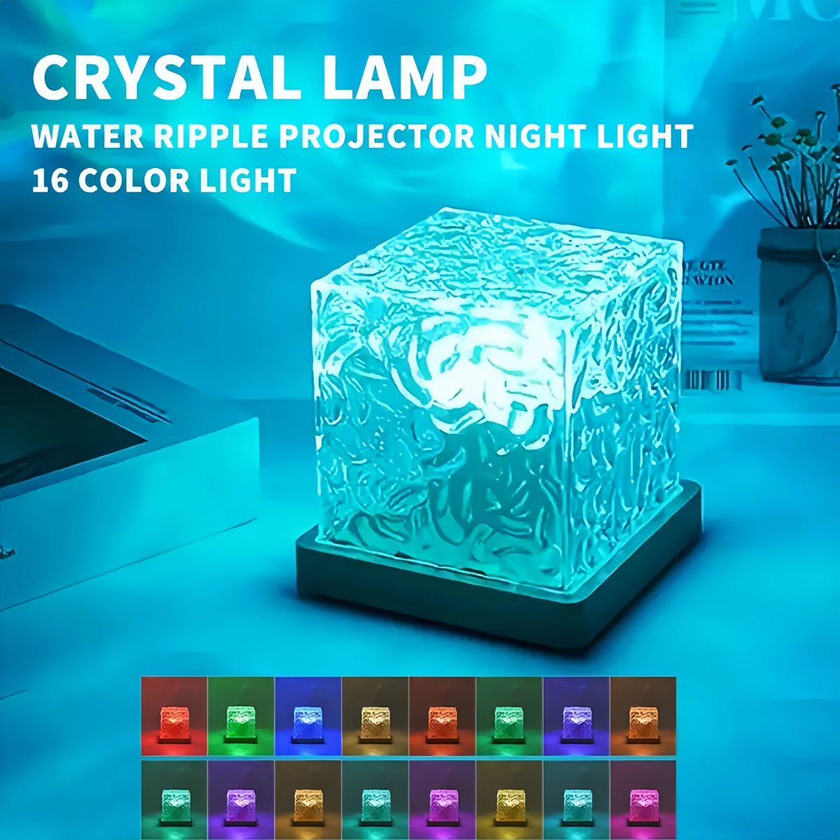 Ripple cube lit teal, the 16 color choices underneath