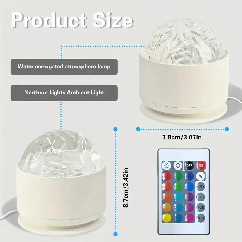 Size chart: the projector is 7.8 cm across and 8.7 cm tall, shown with its remote