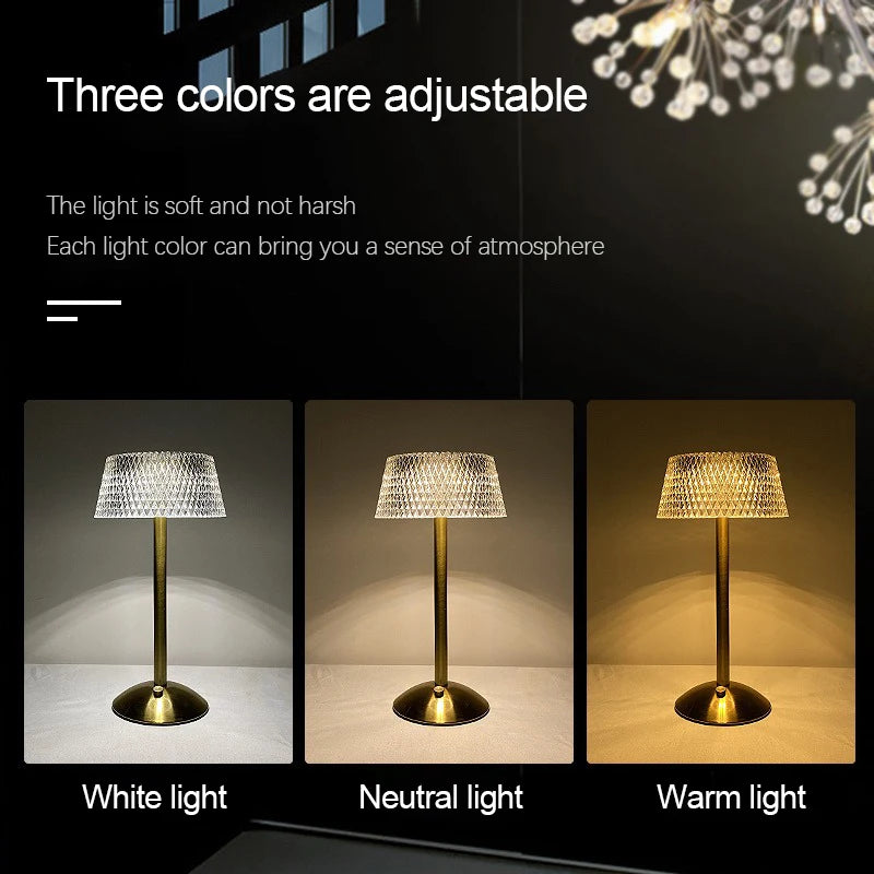 The same lamp in white, neutral and warm light