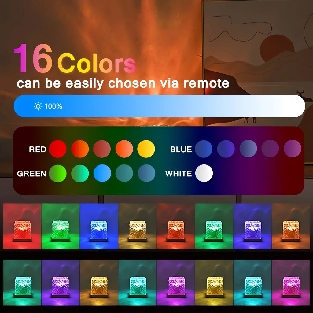 The 16 colors of the ripple cube, grouped as on the remote